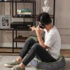 Serenon Lacivert Çizgili Yuvarlak Modern Yer Minderi