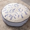Serenon Indigo Leaf Yer Minderi – Mavi Yaprak Desenli & Açık Mavi Kenarlı