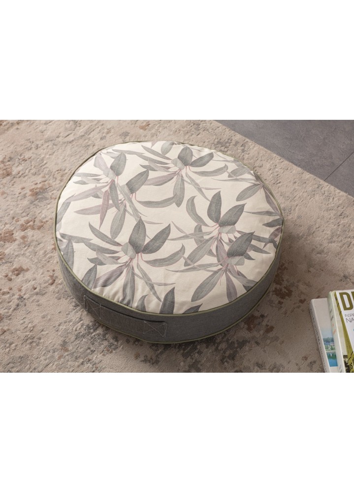 Serenon Eucalyptus Desenli Yuvarlak Yer Minderi